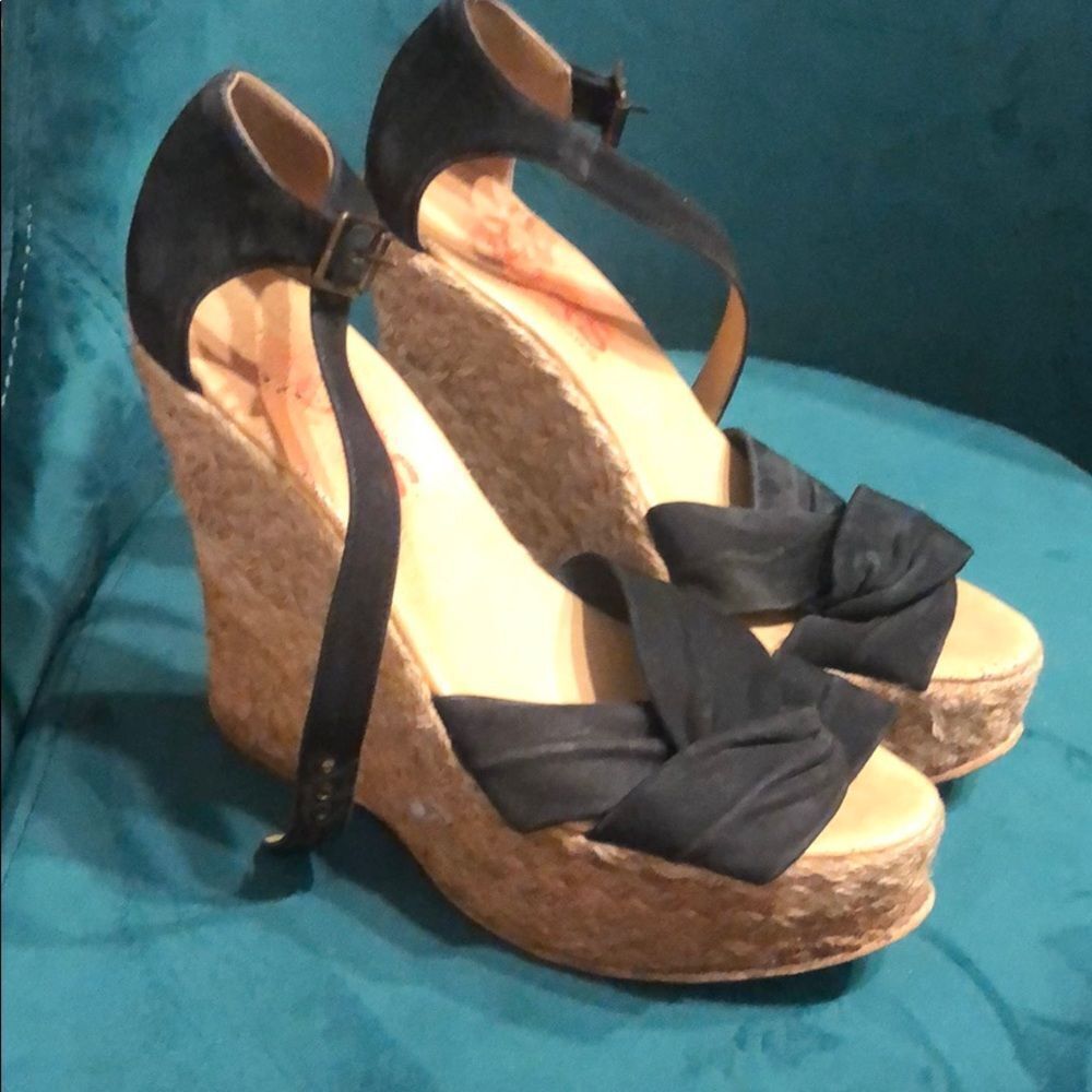 Black Wedge Michael Korda Heel Suede Black Size 8